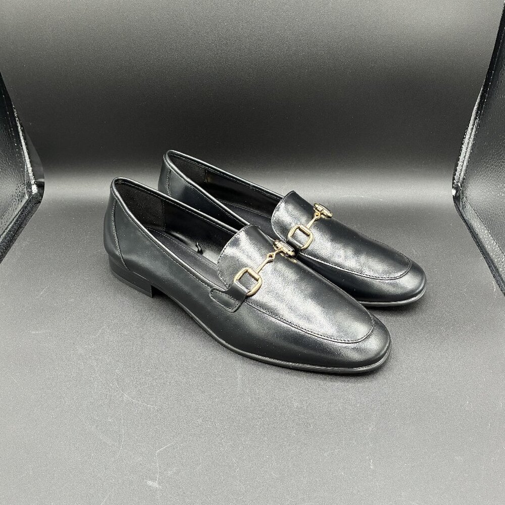 Mango Buckle Leather Apron-Toe Flat Size 41 EU